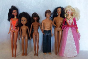 3 Mattel Barbie Girl Dolls 1 Male 1 Mattel 12" Nude Dolls & Disney Princess Toy - Picture 1 of 8