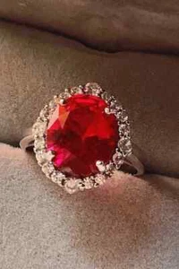 AAA 4.20 Ct Natural Ruby Diamond Engagement Beautiful Ring 14K Solid White Gold - Picture 1 of 7