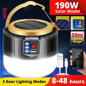 Solar LED Camping Light Portable Lantern Outdoor Tent Lamp USB Rechargeable