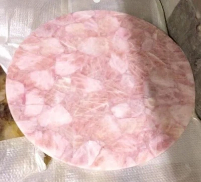 21" Rose Quartz Stone Table Top - Healing Crystal Furniture - Natural Beauty - Image 1 of 4
