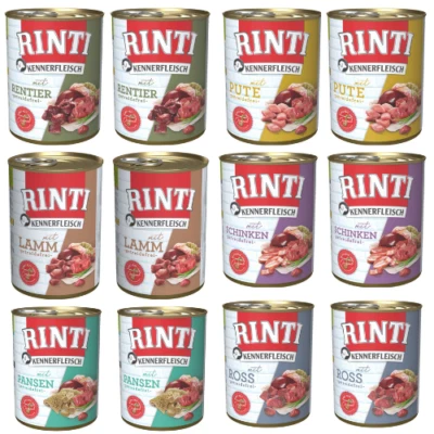 12x800g Rinti Nassfutter getreidefrei adulte Hunde alle Rassen 6 Geschmacks