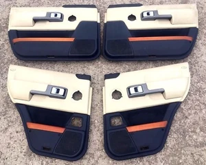 Range Rover L322 Interior Leather & Wood Set of 4 Door Cards (Navy & Parchment) - Bild 1 von 12