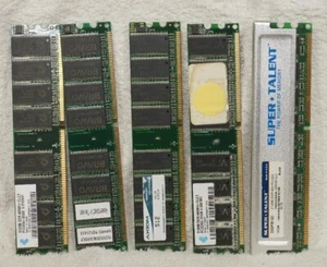 5 sticks, 512MB ea DDR1 RAM 400MHz PC3200 184PIN DIMM nonECC (read), working Exc - Picture 1 of 7