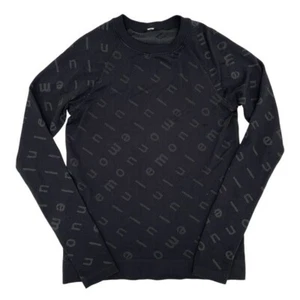 Lululemon Rest Less Pullover Logo Buchstabe schwarz graphit grau nahtlos Oberteil Gr. 8 - Bild 1 von 10