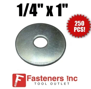 (QTY 250 PCS) 1/4" X 1" Zinc Plated Fender Washers - Picture 1 of 2