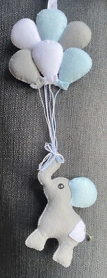 THE CRAFTY COW **HANDMADE** Elephant & Balloons Mobile/ Wall Hanging