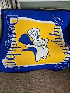 Vtg Pillsbury Doughboy Blanket/Throw 60x60” 2000 Yellow Blue VGC Advertising - Picture 1 of 9