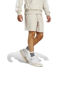 Pantaloncini Shorts UOMO Adidas Linear Single Jersey Beige Cotone - Foto 1 di 13