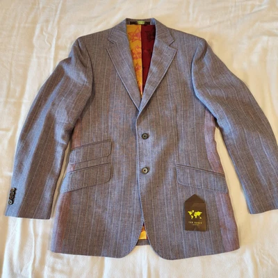 TED BAKER Linen Blend Sport Coat Blazer Men's Size 40R Made In Italy Colorful - Image 1 of 4