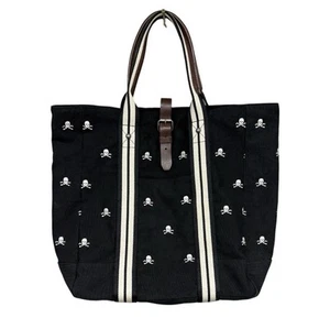 Ralph Lauren Rugby Skull Embroidery Canvas Tote Bag Men'S Black Limited Edition - Picture 1 of 7