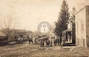 North Prairie WI Wisconsin Street Scene 1908 RPPC Photo Postcard COPY - Picture 1 of 2