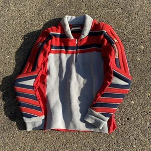 Vintage Demetre Ski Sweater Padded Blue Red Navy Quarter Zip XS - Picture 1 of 5