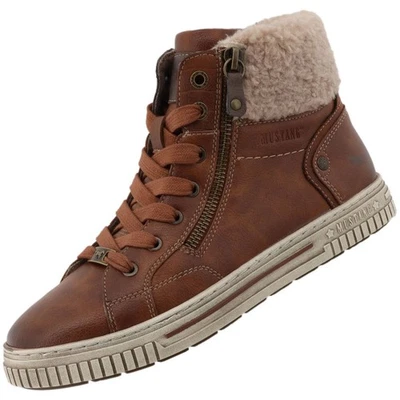 Mustang Damen High Top Sneaker Stiefelette Braun 15M0102002-brown Fleecefutter - Bild 1 von 4