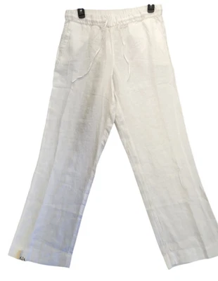 Charter Club Women's Linen Blend Drawstring Pants, White SZ Pet/M  P624 - Image 1 of 4