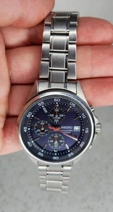 Vintage Seiko Blue Dial Chronograph Men's Watch SKS475 Tested New Battery! HTF - Picture 1 of 8