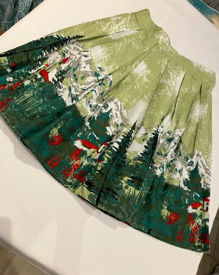 Falda Plisada LINDY BOP Retro Estampado Alpino GRANDE L ¡COMO NUEVA! Foto 1 de 4