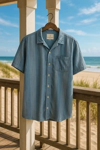 Camisa Tejido Mutual Hombres XXL Azul Suave Denim Minimalista Cottagecore Boho Retro Y2K - Imagen 1 de 10