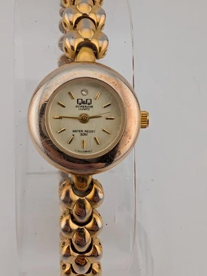 Q&Q Citizen Watch Women 22mm Case 7.5" Gold Band- New Battery - Image 1 of 4