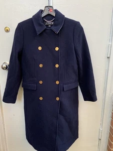 J.Crew Boffin Women’s Italian Wool Melton Double Breasted Coat Blue Size 8 NWOT - Picture 1 of 7
