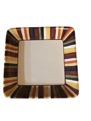 Plato Cuadrado Pampered Chef Simple Additions 7.25" Diseño Multicolor Rayas Plato Foto 1 de 4