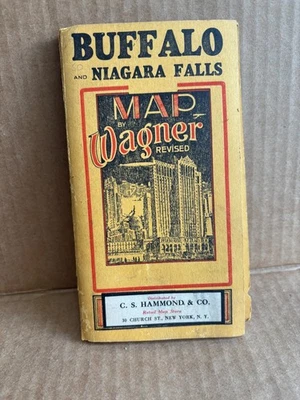 Mapa grande de Buffalo y las cataratas del Niágara por Wagner casi 28" x 40" revisado 1935 Foto 1 de 4