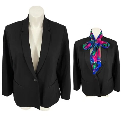 Old Navy Blazer Women XL Ponte Knit Black Basic Capsule Work Office Jacket — 第 1/4 张图片