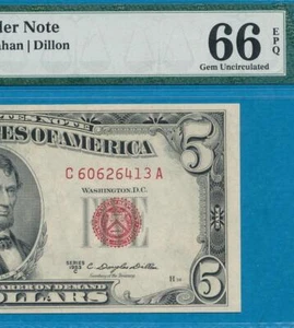 $5.00 1953-C LEGAL TENDER  USN RED SEAL PMG CERTIFIED GEM NEW 66EPQ - Picture 1 of 3