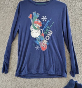 Max & Olivia Ready Set Snow Pajama & Socks Set Big Boys XL (16-18) Navy Pullover - Picture 1 of 11
