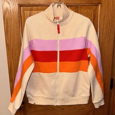Chaqueta Target + Lego Collection para mujer talla pequeña nueva con etiquetas cremallera pista rosa rojo crema Foto 1 de 4