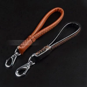Black/Brown 2x30cm / 12" Genuine Leather Dog Short Leash Lead for Large Dog New - Picture 1 of 13