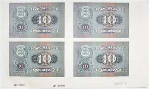 ESTONIA P68p 10 KROONI 1940 AUNC PROOF Acabado Trasero SIN CORTAR BLOQUE DE CUARTOS con Bordes - Imagen 1 de 3