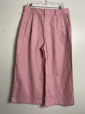 Gap Pants Womens 14 Petite Pink Pleated Linen Wide Leg Trouser Pockets  NWT - Image 1 of 4
