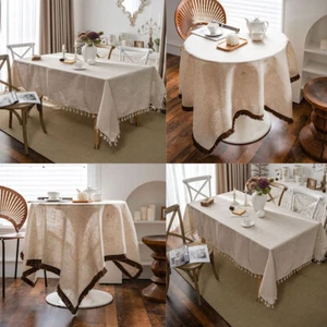Rectange Tablecloth Solid Color Table Cloth Covers Dining Room Dust-Proof Dinner - Picture 1 of 27