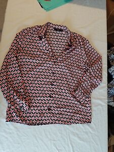 Ladies Blouse F&F Size 10 Long Sleeves Red 25371