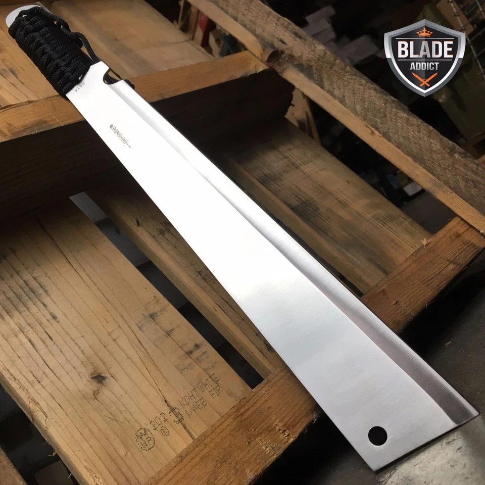 Cuchillo de caza táctico de supervivencia de hoja fija de camping de 20" machete Full Tang plateado Foto 1 de 1