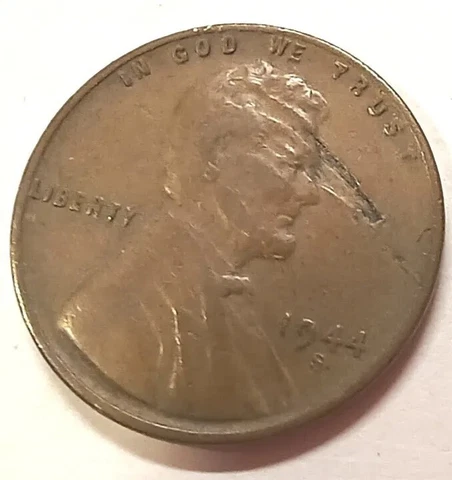 Rare 1944-s Lincoln Wheat Penny With Errors- Die Break And Letters On Rim Cover