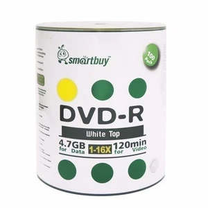 Disco en blanco grabable Smartbuy DVD-R 16X 4,7 GB/120 min superior blanco (no imprimible) - Imagen 1 de 13