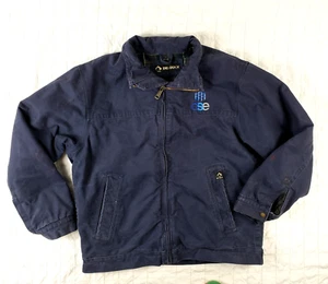 DRI DUCK Mens LARGE Maverick Zip Canvas Work Jacket Blue Blanket Lined + Logo - Picture 1 of 15