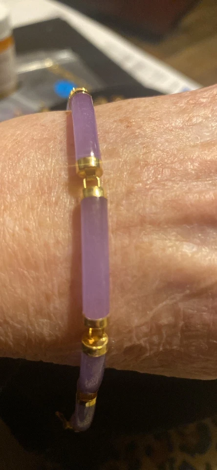 14k Lavender  Jade Bracelet  Slide In Clasp — 第 1/1 张图片
