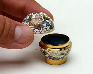 Cloisonne ball Jewelry trinket box Unusual Shape - Picture 1 of 5