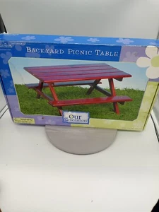 Mesa de picnic patio trasero de madera Our Generation muñeca de 18" caja sellada sin montar - Imagen 1 de 7
