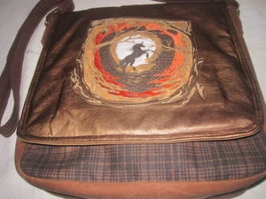 Einzigartige handgefertigte Kuriertasche/Schultertasche aus braunem Einhorn und Canvas - Bild 1 von 10