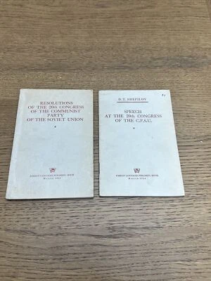 Moscow 1956 RESOLUTIONS OF THE 20th CONGRESS OF COMMUNIST PARTY Soviet Union VTG - Image 1 of 4