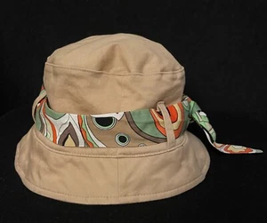 Liz Claiborne Retro Bucket Hat with Removable Pattern Bandana Beige 21-22" C - Picture 1 of 7