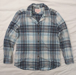 Filson Women’s Medium Cotton Plaid Camp Shirt Blue Red White Top - Picture 1 of 3