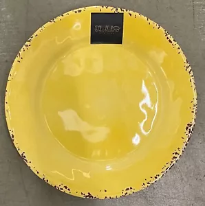 Il Mulino Yellow Crackle Rustic MELAMINE Dinner Plates Set Of 2 - Picture 1 of 1
