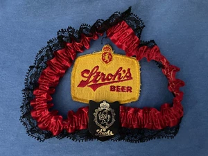 Vintage STROH'S BEER Lace Garter + Delivery Uniform Patch Brewery Advertising - Picture 1 of 10