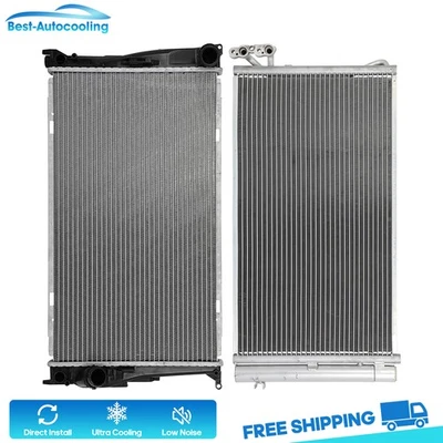 Aluminum Radiator And A/C Condenser For 2010 2011-2013 BMW 135i 2013-2015 BMW X1 - Image 1 of 4