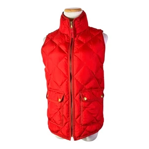 J. Crew Size S Red Puffer Vest Down Fill Full Zip 02725 - Picture 1 of 12