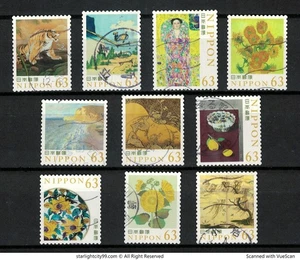 JAPAN 2022 WORLD OF ARTS SERIES NO. 4 63 YEN COMP. SET OF 10 STAMPS IN FINE USED - Picture 1 of 7